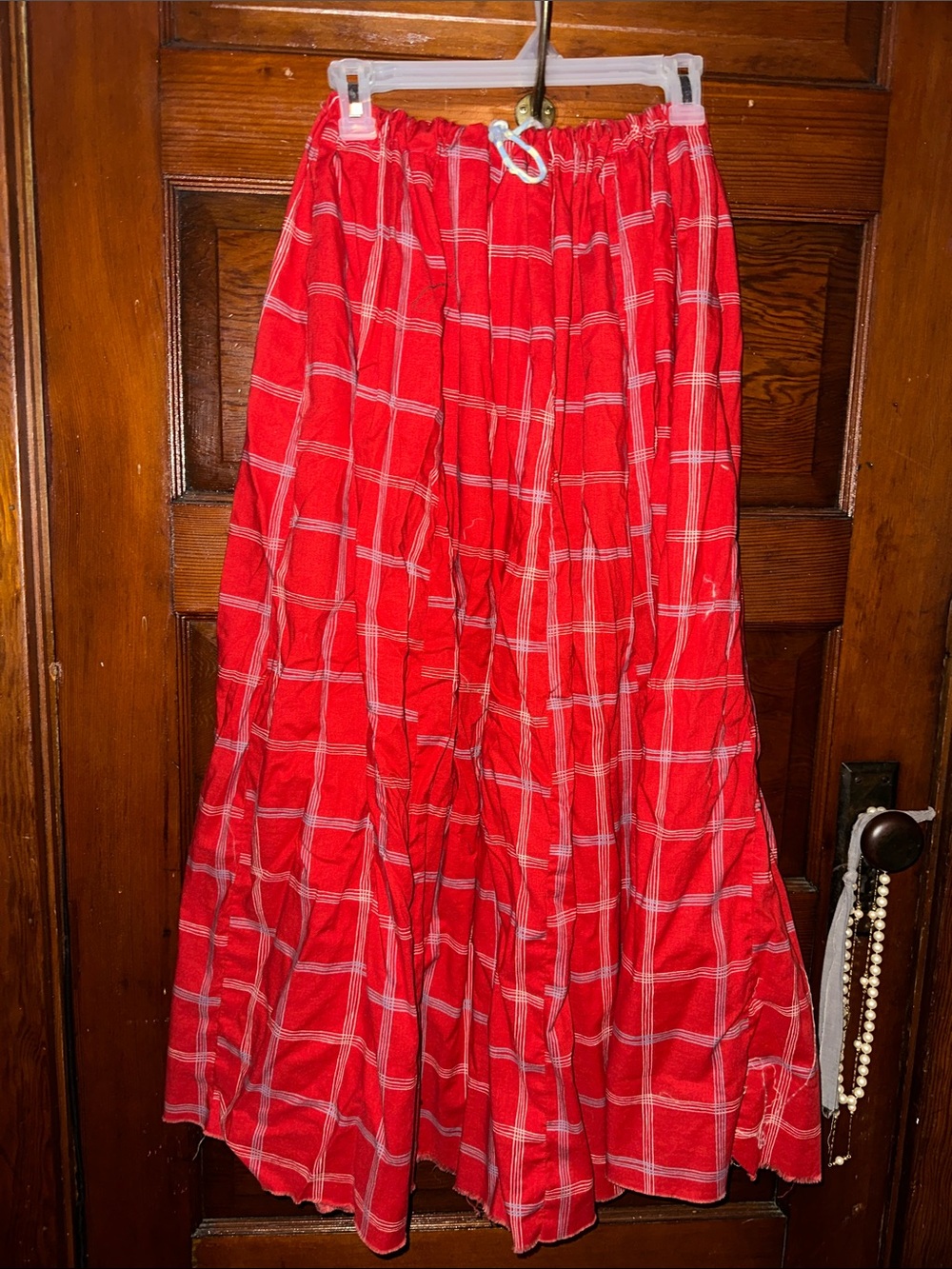 💙Hand sewn maxi plaid maxi skirt